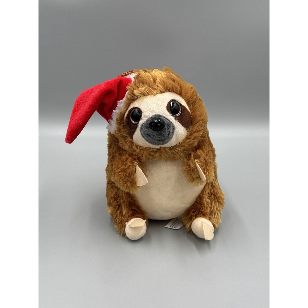 Nanco Christmas Sloth Plush In Santa Hat 8 Inch Stuffed Animal